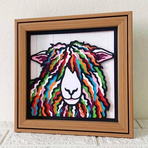 Mouton des Cotswolds 3D Shadow Box SVG/mouton coloré multicouche art papercut/mouton des Cotswolds couche 3D papier cartonné/pour Cricut/pour Silhouette