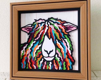 Cotswold Sheep 3D Shadow Box SVG/ Colorful Sheep Multilayer Papercut Art/ Cotswold Sheep 3D Layer Cardstock/ For Cricut/ For Silhouette