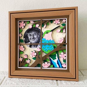 Personnalisez le Colibri Memorial Shadow Box SVG / Colibri à la fenêtre / 3D Colibri Noël Memorial / Pour Cricut / Pour Silhouette