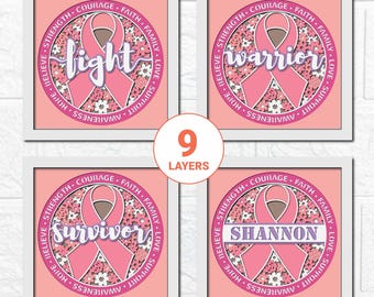Cancer Awareness Shadow Box SVG/ Fight Cancer 3D Layer SVG