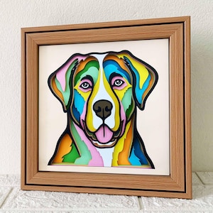 Labrador 3D Shadow Box SVG / Labrador coloré Papercut / papier cartonné couche chien 3D / cadeau commémoratif pour animaux de compagnie Cricut / fichier pour Cricut / pour Silhouette
