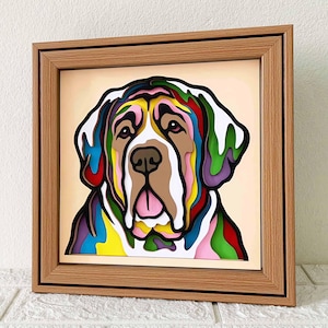 Englischer Mastiff 3D Schatten Box SVG / Englischer Mastiff Papierschnitt Kunst / Hundeschicht Karton / Haustier Gedenkgeschenk / Für Cricut / Für Silhouette