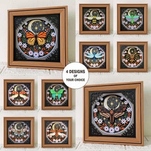 Celestial Insect 3D Shadow Box SVG - 4 Designs, Insect Papercut Wall Art, File For Cricut (Digital Download)