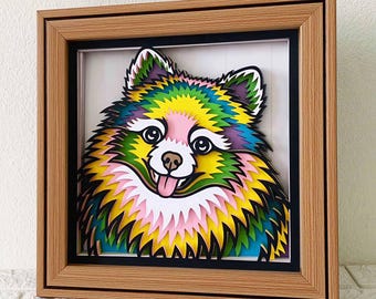 Pomeranian 3D Shadow Box SVG/ Colorful Pomeranian Papercut Art/ 3D Dog Layer Cardstock/ Cricut Pet Memorial Gift/ For Cricut/ For Silhouette