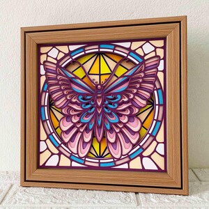 Mandala 3D papillon SVG/boîte de l'ombre de papillon/papillon de couche 3D SVG/papier cartonné en couches/vitrail SVG/pour Cricut/pour la Silhouette