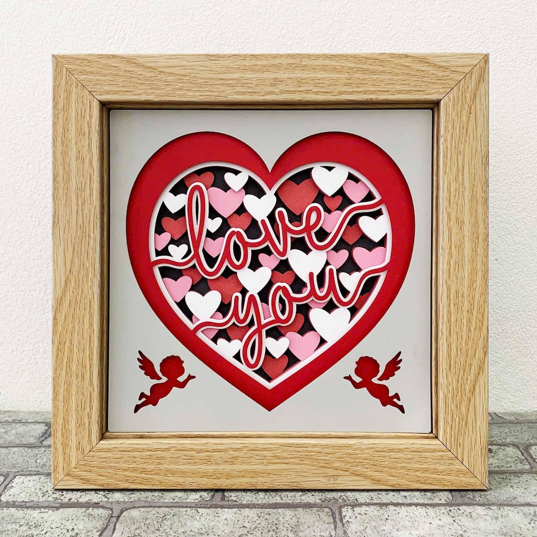 Love You Heart 3D Shadow Box SVG/ Heart Layered Paper Art/ Valentine ...