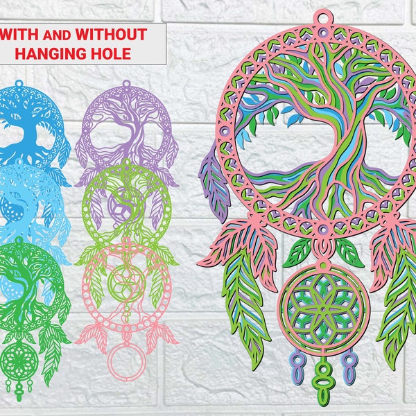 Dream Catcher 3D Layer SVG / Dream Catcher Tree Of Life / Home Wall Decor / 3D Cricut Project / 3D Layer Mandala SVG / Multilayer SVG For Laser