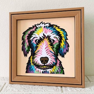 Bedlington Whippet 3D Shadow Box SVG/ Carta colorata per cani/ Cartoncino a strati per cani 3D/ Regalo commemorativo per animali domestici Cricut/ Per Cricut/ Per Silhouette