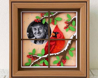 Personalized Cardinal Memorial Shadow Box SVG (Digital Download)