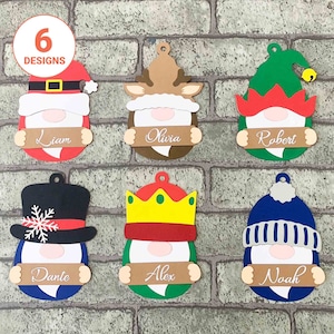 Paquete SVG de adorno 3D de Gnomo de Navidad/ Personalizar adorno de gnomo/ Decoración navideña/ Cartulina de capa de gnomo/ Para Cricut/ Para silueta