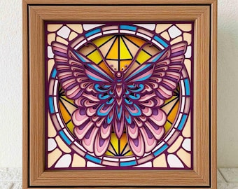 3D Layered Butterfly Mandala SVG for Cricut, Silhouette (Cardstock Shadow Box)