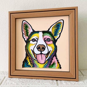 Australisches Rind 3D Schatten Box SVG / Rot Heeler Papierschnitt / Bunt Hund Schicht Karton / Cricut Haustier Gedenkgeschenk / Für Cricut / Für Silhouette