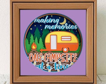 Caravan Camping 3D Shadow Box SVG, Layered Papercut Art (Digital Files)