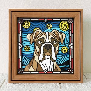 Boxer Hund Sternennacht 3D Schatten Box SVG / 3D SVG Boxer Glasmalerei / Boxer 3D Karton / Haustier Gedenkgeschenk / Für Cricut / Für Silhouette