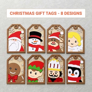 Pacchetto di etichette regalo di Natale per cartoncino/etichette regalo di Natale a strati in carta/decorazione carina per albero di Natale/per Cricut/per Silhouette