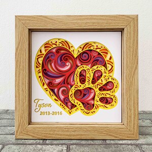 Dog Paw With Heart Mandala SVG/ Dog Mom Multilayer/ Dog Paw Shadow Box/ Laser Cut File/ SVG File For Cricut/ Paw Print Mandala/ Pet Memorial image 3