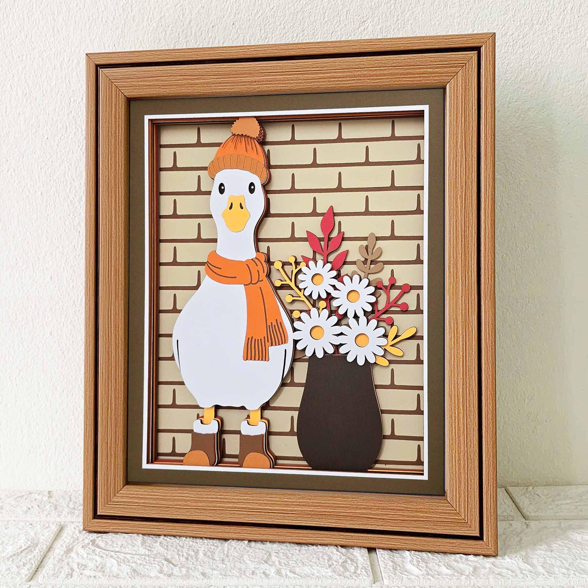 Cute Fall Goose 3D Shadow Box SVG/ 3D Fall Papercut Art/ Silly Goose ...