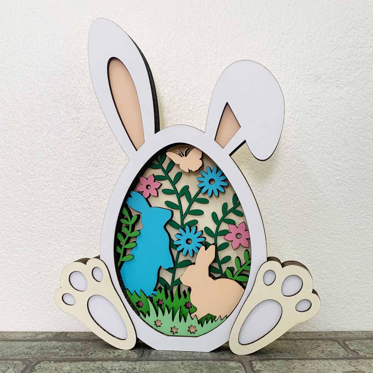 Easter Egg and Bunny 3D Layered SVG, Spring Papercut Art (digital ...