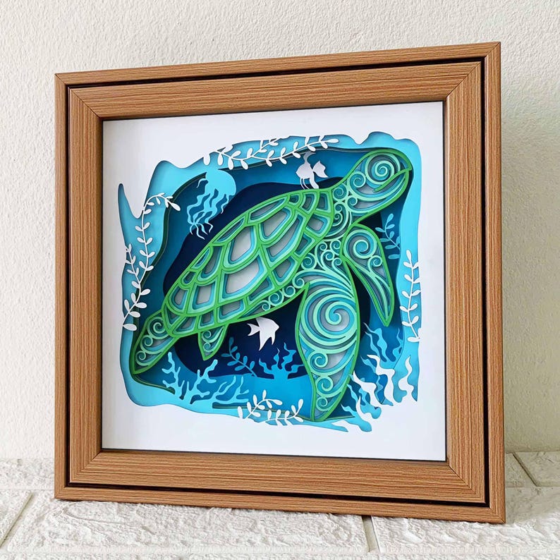 Sea Creatures 3D Shadow Box SVG - 4 Designs: Papercut Art Sea Animals (Digital Download) image 2