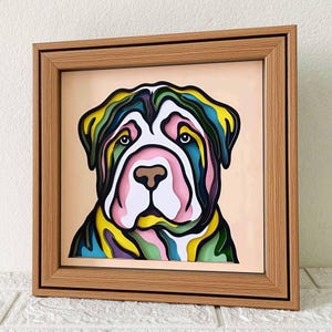 Shar Pei 3D Layered SVG For Cardstock/ 3D Dog Shadow Box/ Colorful Shar Pei SVG/ 3D Dog Pop Art/ Pet Memorial/ For Cricut/ For Silhouette