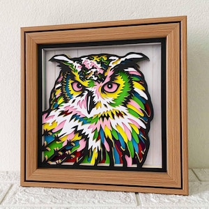 Eule 3D Shadow Box SVG / Eule Layer Papierschnitt 3D / 3D Eule Multilayer Cricut Wand Kunst Wildes Tier / Für Cricut / Für Silhouette