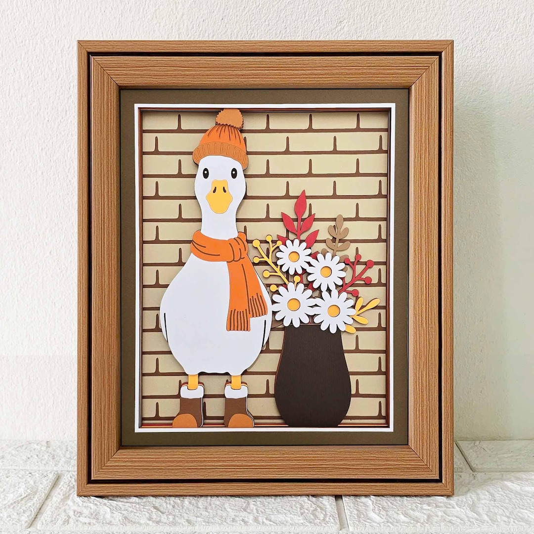 Cute Fall Goose 3D Shadow Box SVG/ 3D Fall Papercut Art/ Silly Goose ...