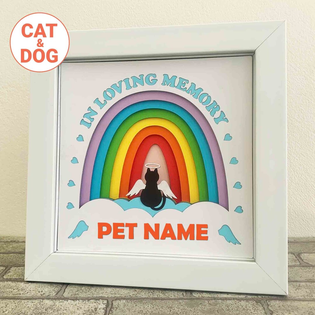 Personalized Pet Memorial Shadow Box SVG/ Rainbow Bridge Layered