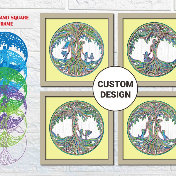 Family Tree Shadow Box SVG Custom Design/ Family Tree Mandala/ 3D SVG Tree Of Life/ Personalized Family Reunion Gift/ For Cricut/ For Laser Family Tree Shadow Box SVG Custom Design/ Family Tree Mandala/ 3D SVG Tree Of Life/ Personalized Family Reunion Gift/ For Cricut/ For Laser