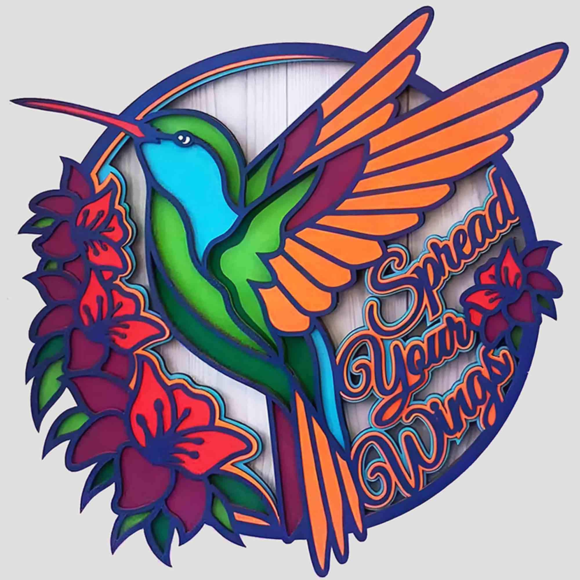 Hummingbird Shadow Hummingbird 3D Shadow Box SVG, Layered Papercut Template (digital ...