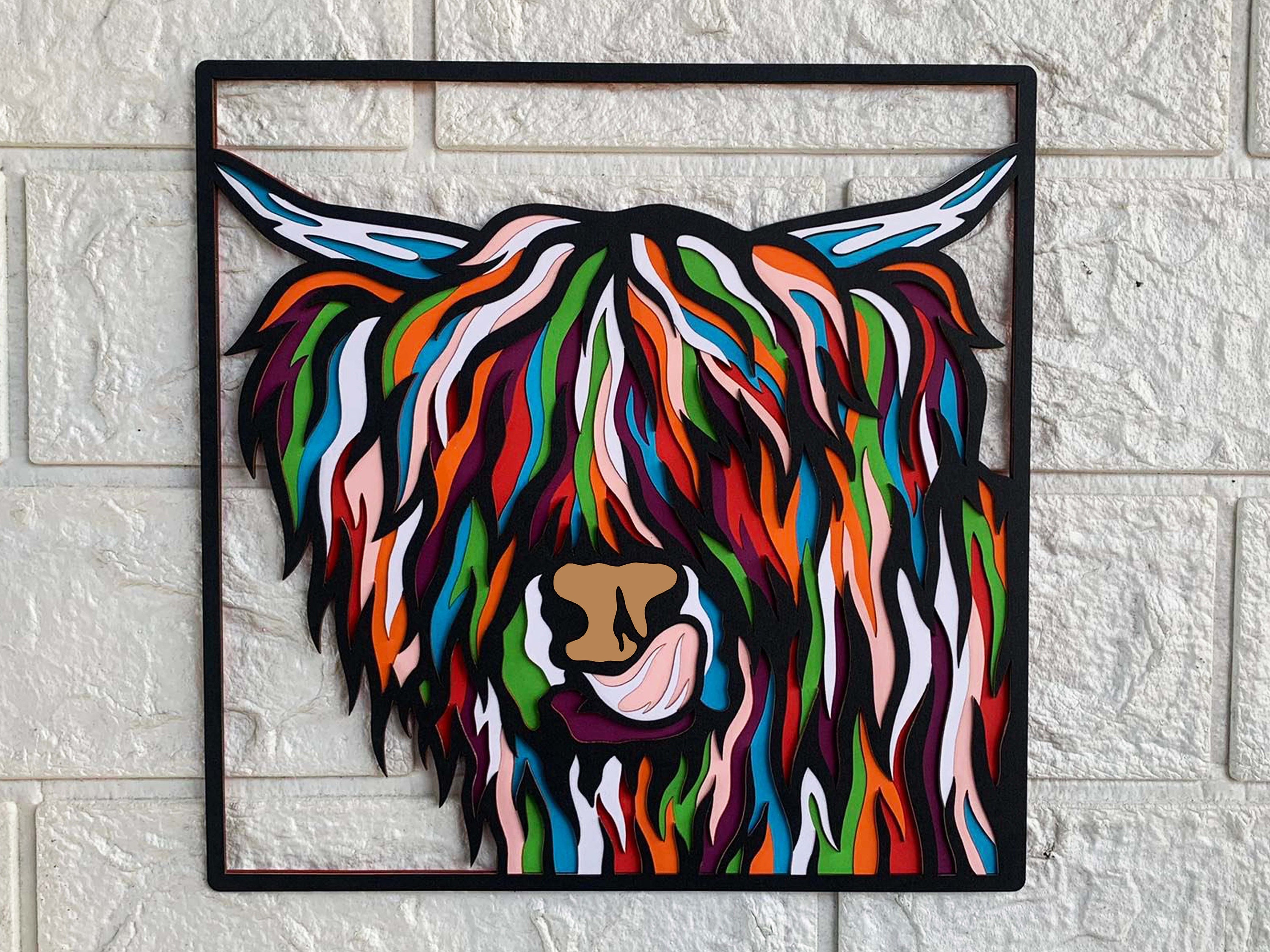Highland Cow 3D Layered SVG for Cardstock/ Colorful Cow - Etsy Ireland