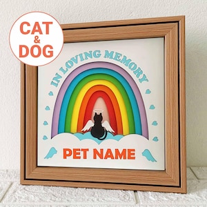 Souvenir personnalisé pour animal de compagnie Shadow Box SVG / papier cartonné en couches pont arc-en-ciel / In Loving Memory / fichier SVG pour Cricut / Shadow Box cadeau perte d'animal de compagnie