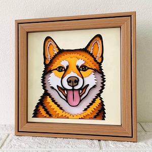 Shiba Inu 3D Shadow Box SVG/ papier cartonné couche chien 3D/ Papercut Art Shiba Inu/ portrait d'animal de compagnie/ Cricut Pet Memorial/ pour Cricut/ pour Silhouette