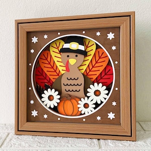 Cute Turkey 3D Shadow Box SVG/ Thanksgiving Cute Decoration/ Turkey Thanksgiving Decor/ 3D Autumn Layer SVG/ For Cricut/ For Silhouette