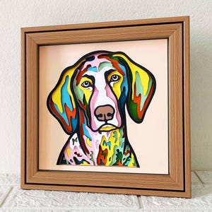 Pointeur allemand à poil court 3D Shadow Box SVG/ Papier découpé chien coloré/ Papier cartonné couche chien 3D/ Cadeau commémoratif pour animal de compagnie/ Pour Cricut/ Pour Silhouette