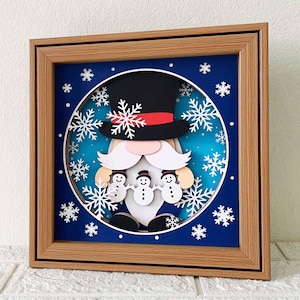 Snowman Gnome 3D Shadow Box SVG/ Winter Cricut Project/ Winter Gnome 3D Cardstock/ Gnome Winter 3D SVG/ SVG File For Cricut/ For Silhouette