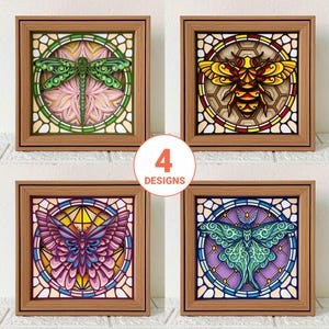 Pacote SVG de caixa de sombra 3D de insetos/Insetos de mandala 3D/Projeto Cricut de verão/Decoração de casa com tema de insetos/Para Cricut/Para Silhouette