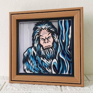Sournois Bigfoot 3D Shadow Box SVG / Découpe papier mandala Sasquatch / papier cartonné couche Bigfoot / SVG multicouche pour Cricut / pour silhouette / pour laser