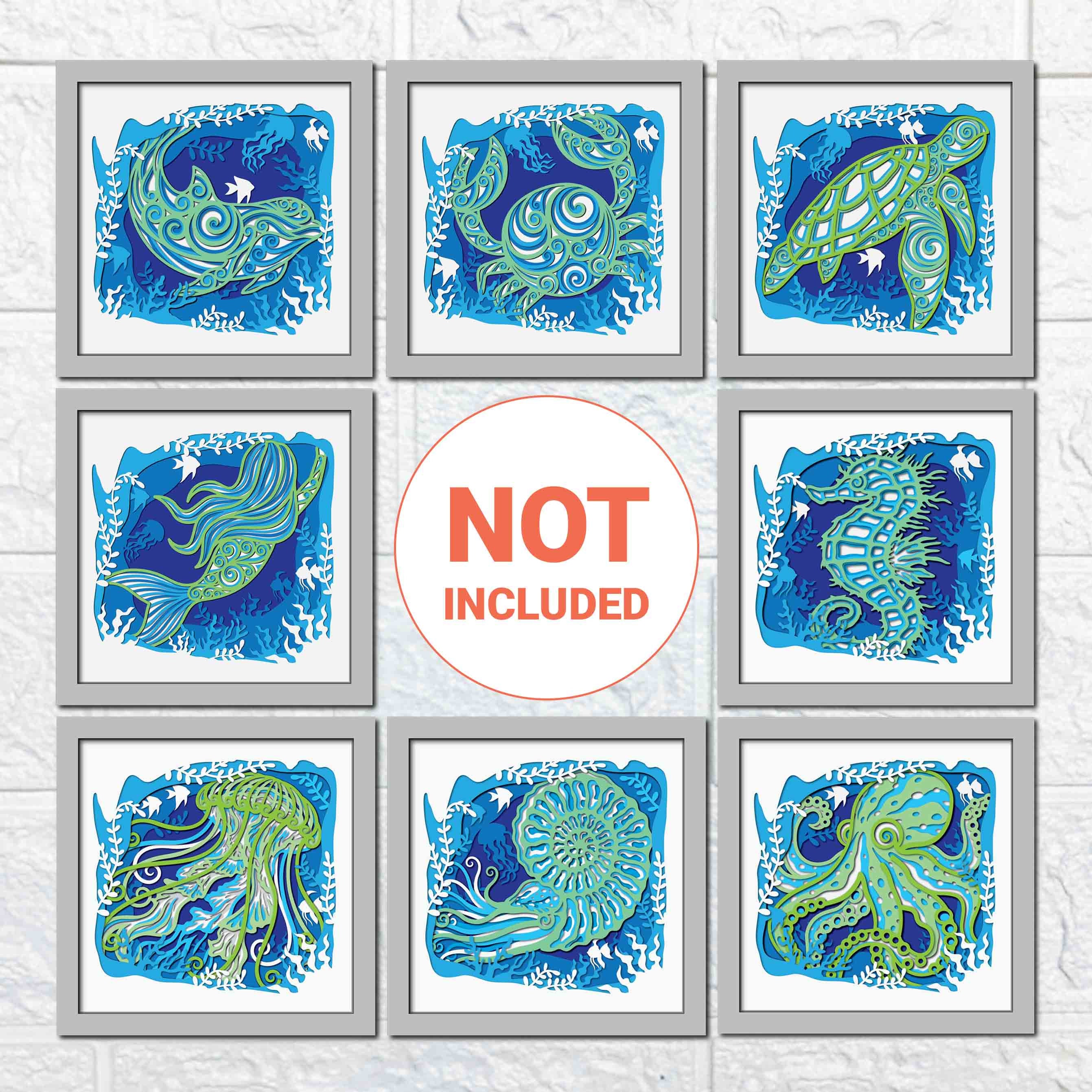 Octopus 3D Shadow Box SVG: Layered Ocean Scene, Cricut Laser Cut File ...