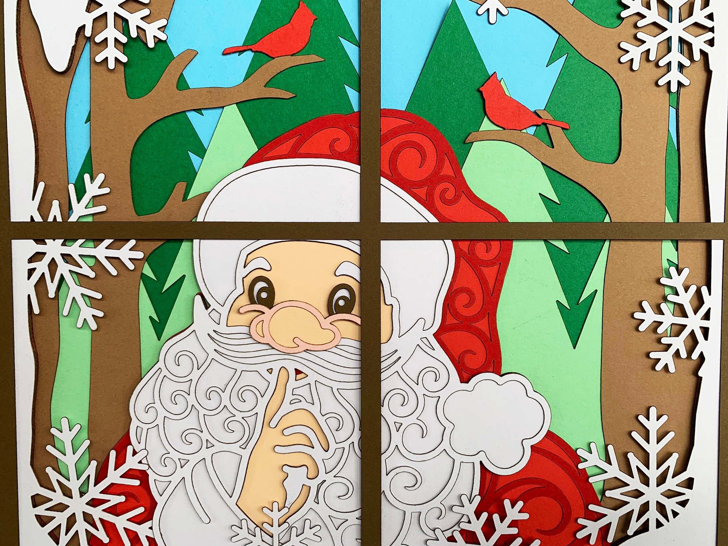 3D Santa at the Window Shadow Box SVG/ Christmas Home Etsy