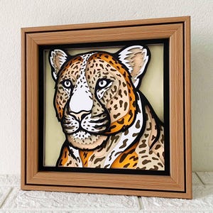 Leopardo 3D em camadas SVG para cartolina/arte de parede multicamadas de leopardo/arte pop de animais/arte de papel de animais selvagens SVG/para Cricut/para Silhouette