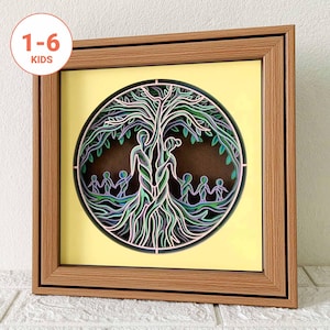 Albero genealogico della vita 3D Mandala SVG - 6 Designs Bundle/ Decorazione per la casa di famiglia/ File laser multistrato/ SVG per Cricut/ Scatola ombra per la famiglia SVG
