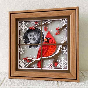 Personaliseer Cardinal Memorial Shadow Box SVG / Cardinal At Window Shadow Box / 3D Cardinal Christmas Memorial / Cricut Project / For Silhouette