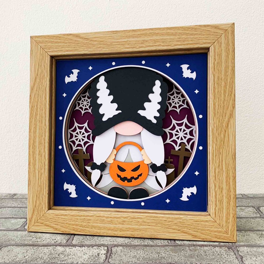 Halloween Gnome 3D Shadow Box SVG/ 3D Gnome Shadow Box/ Halloween Gift