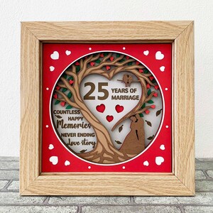 Arbre d'anniversaire d'amour 3D / Anniversaire de mariage 3D SVG en couches / Coffret cadeau Saint-Valentin / Papercut Saint-Valentin / Pour Cricut / Pour Silhouette