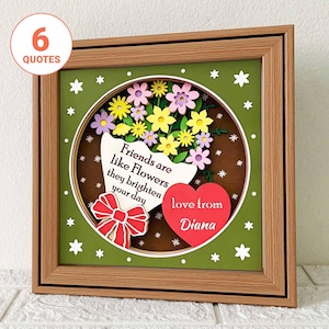 Flower Bouquet 3D Shadow Box SVG/ Layered Cardstock/ 3D Layer Flower Bouquet/ Gift For Mom/ Birthday Flower Gift/ For Cricut/ For Silhouette