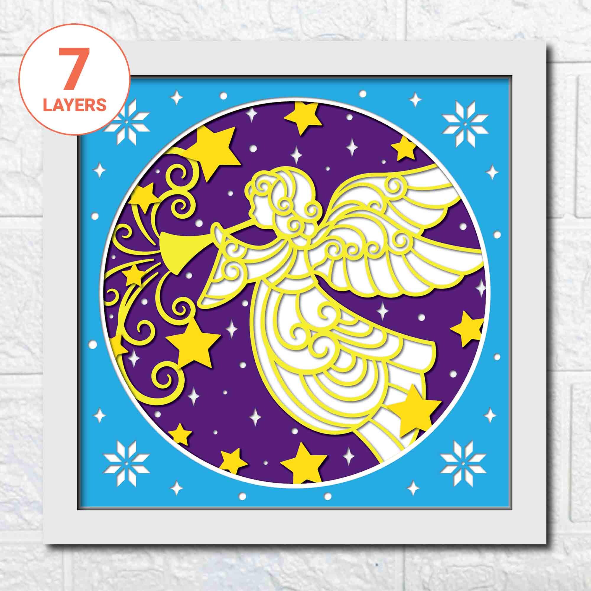 3D Christmas Angel Shadow Box SVG, Mandala Cardstock Project (digital ...