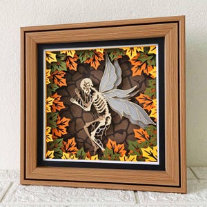 Dead Fairy Fall Shadow Box SVG/ Fairy Skeleton Papercut / 3D Halloween Layered Cardstock/ Cabinet Of Curiosities/ For Cricut/ For Silhouette