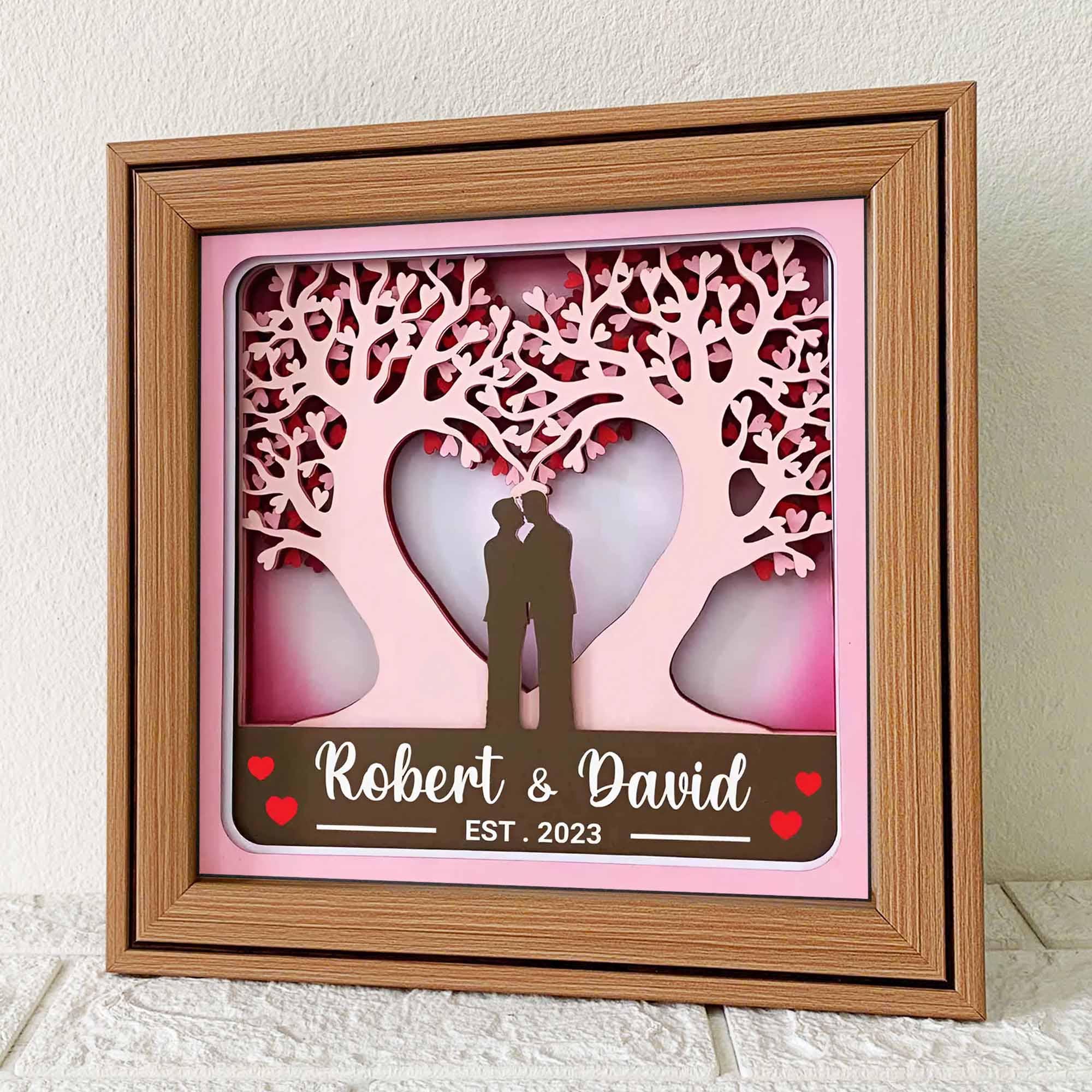 Two Grooms Love Trees 3D Shadow Box SVG/ Personalize Gay Wedding Papercut  Gift/ Established Date Layer Cardstock/ for Cricut/ for Silhouette - Etsy, image size:2000x2000