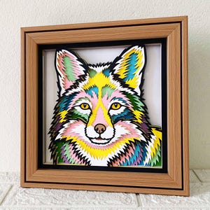 Renard 3D Shadow Box SVG / Renard coloré multicouche papercut / Art mural renard Mandala 3D / papier cartonné couche 3D animal sauvage / pour Cricut / pour Silhouette