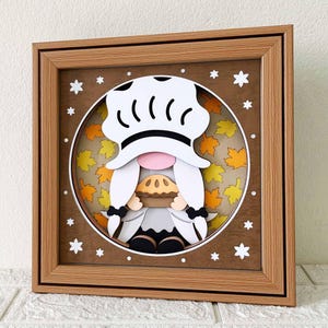 Pilgrim Gnome 3D Shadow Box SVG/ Thanksgiving Shadow Box/ Thankful Gnome Gift Box/ 3D Gnome Pumpkin Pie/ SVG File For Cricut/ For Silhouette